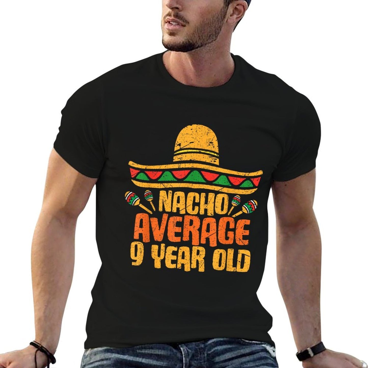 Nacho Average 9 Year Old Happy Cinco De Mayo Birthday Party  Polyester Blend T-Shirt