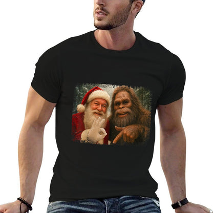 Funny 67 Santa with Bigfoot Six Seven 6 7 Meme Christmas  Cotton T-Shirt