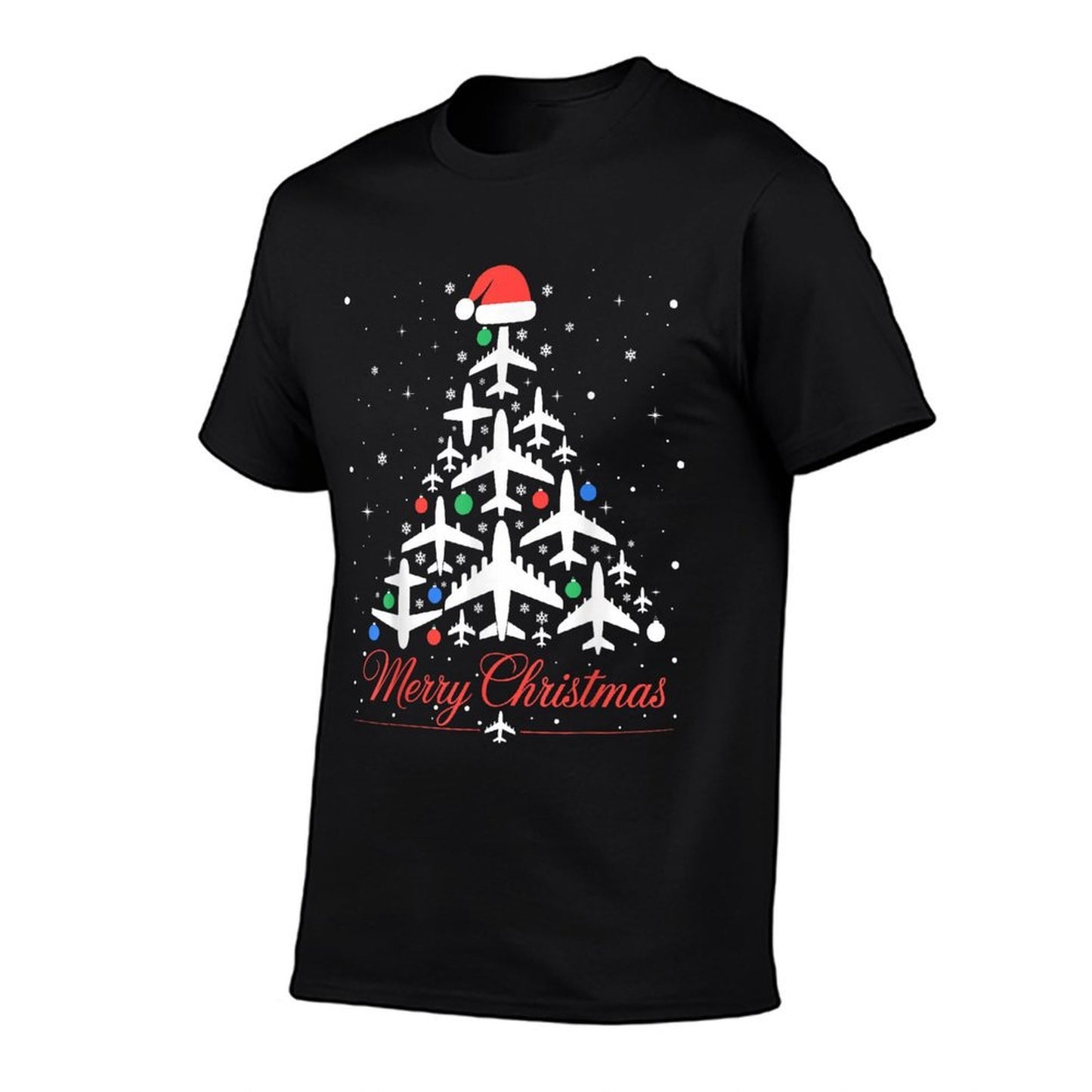 Funny Xmas Lights Ornaments Airplane Christmas Tree  Eco-friendly Material T-Shirt
