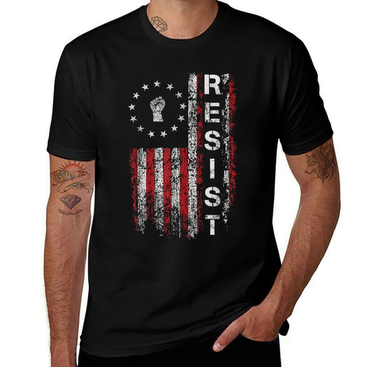 Resist Trump Protest Anti Political Retro Vintage US Flag  Stretchy T-Shirt