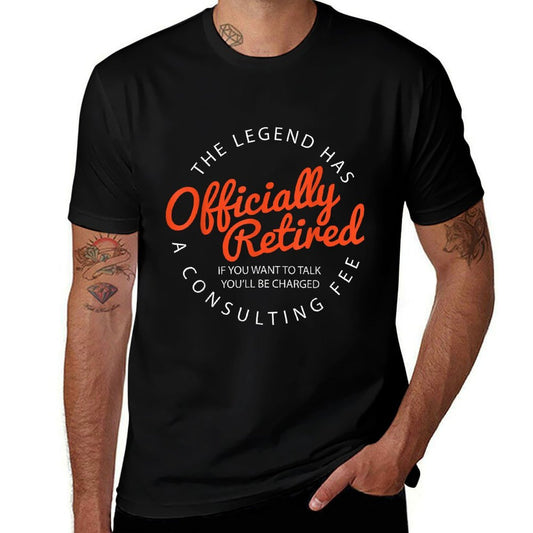 Legend Officially Retired&#34; Men&#39;s Funny Retirement - Black, Classic Fit, Crew Neck  Affordable Price T-Shirt