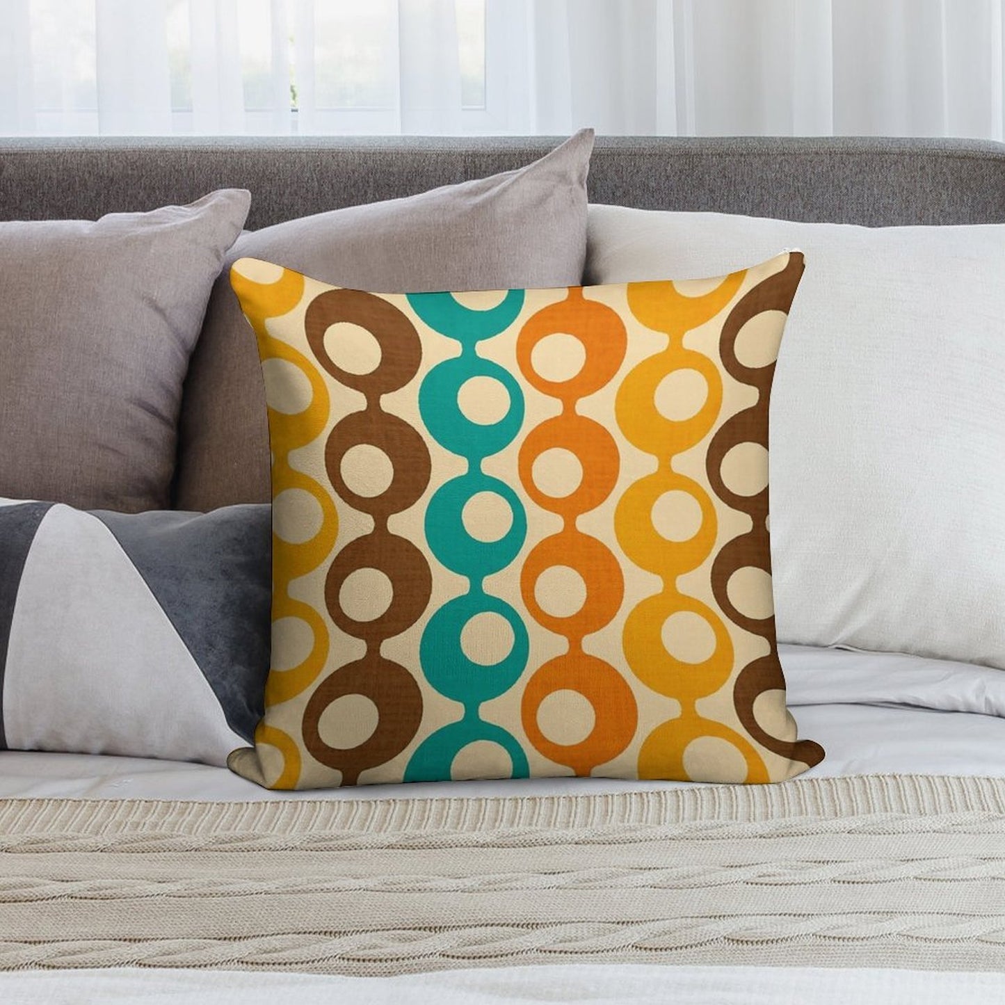 Mid-Century MOD Circles Pattern Soft Durable Construction Throw Pillow