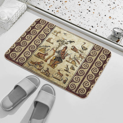 ANTIQUE ROMAN MOSAICS ,ORPHEUS ENCHANTING ANIMALS WITH HIS MUSIC  Dirt-Trapping Bath Mat