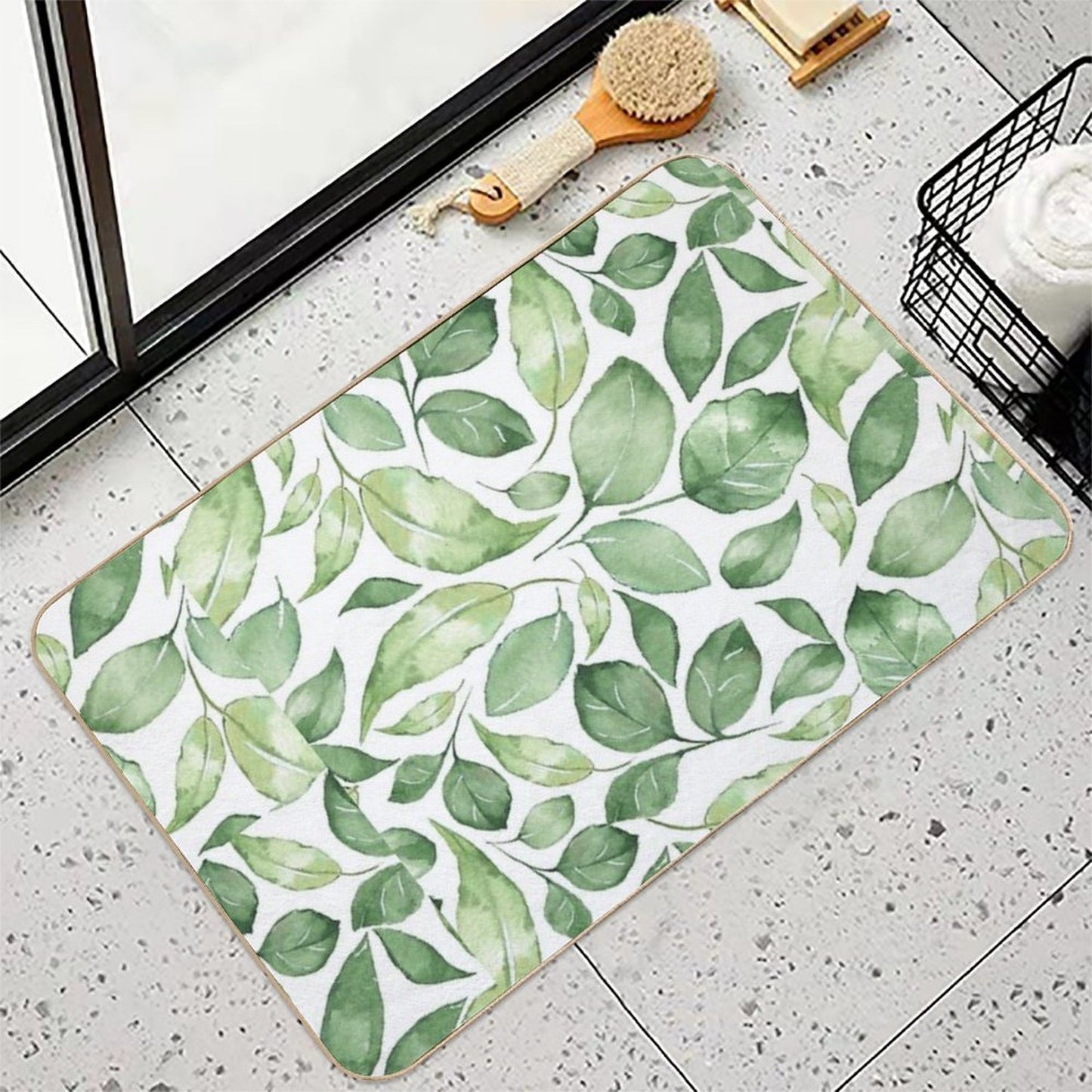 Watercolor Leaves  Versatile Bath Mat