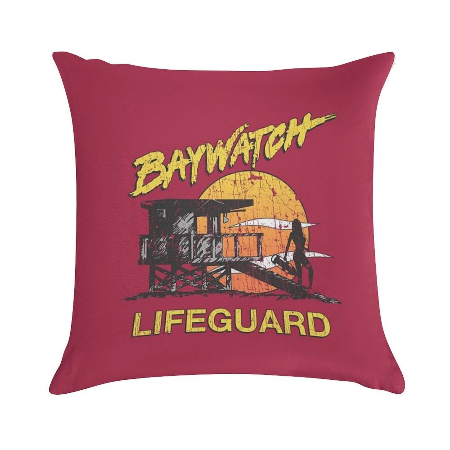 Baywatch Lifeguard Sunset 1989 Soft Skin-Friendly Throw Pillow