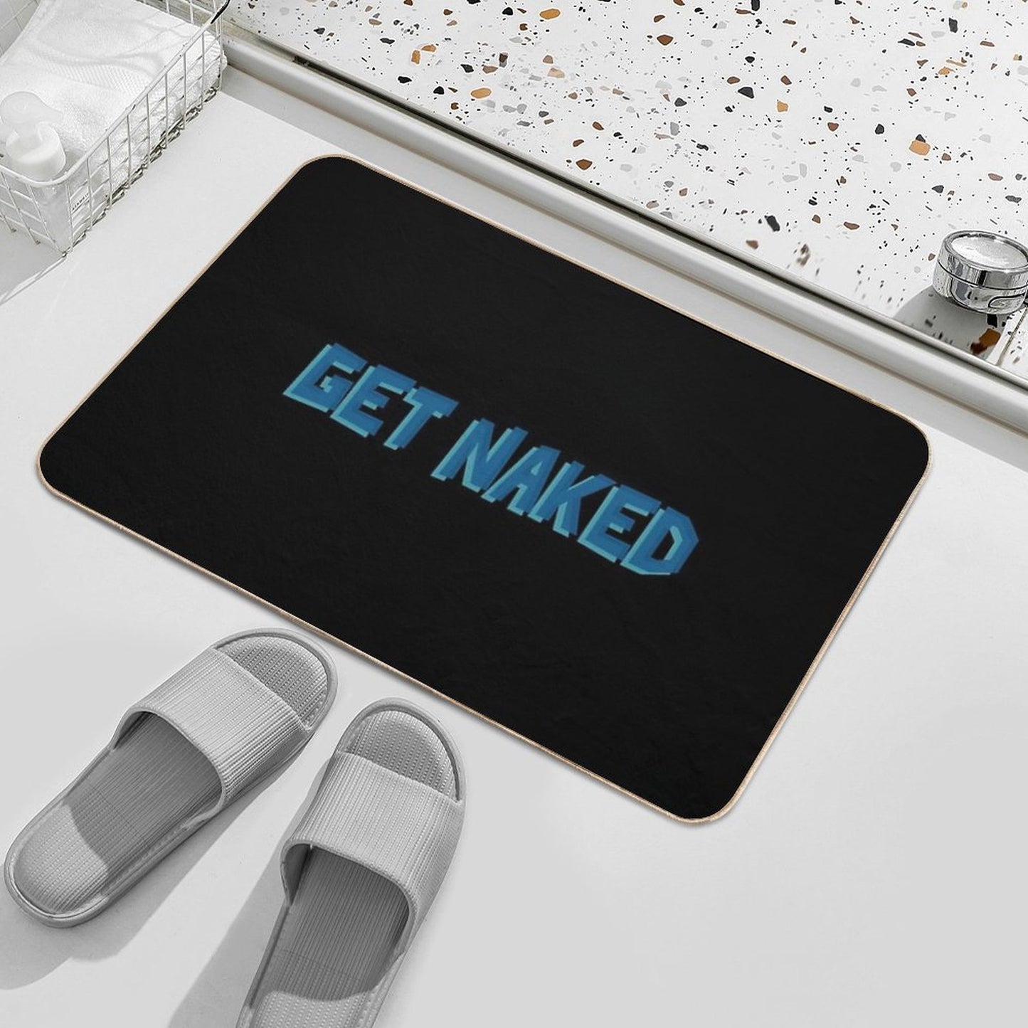 Funny Get Naked  Anti-Trip Bath Mat