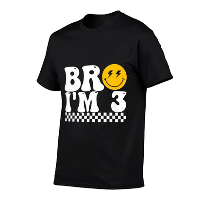 Bro I’m 3 Groovy 3rd Birthday 3 Year Old Birthday  Summer-ready Fabric T-Shirt