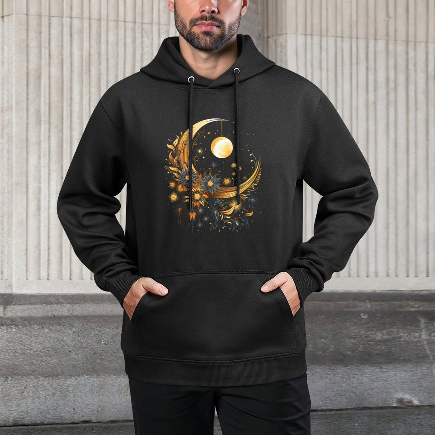 Mystic Sun And Moon Woman Mystical Flowers Aesthetic Breathable Fabric Hoodie