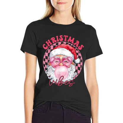 Vintage Groovy Santa Claus Christmas Vibes Womens Kids Girls  Eco-friendly Material T-Shirt