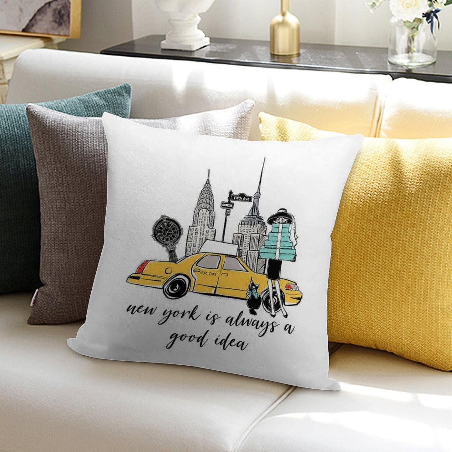 New York Girl Soft Shrink-Resistant Throw Pillow