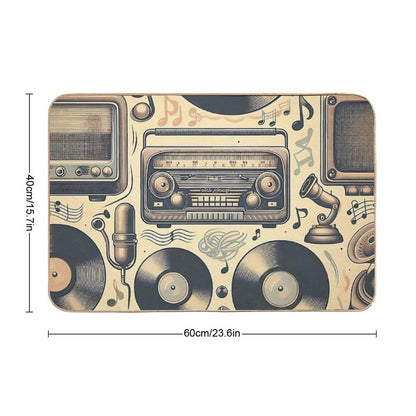 Vintage Music Retro Vibes  Easy Maintenance Bath Mat