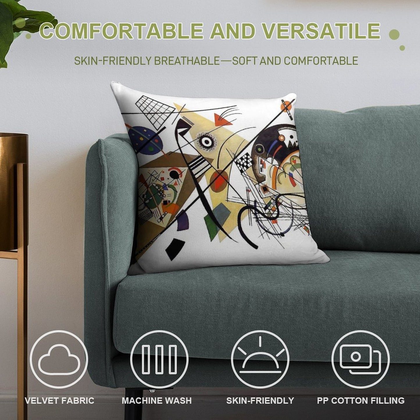 Kandinsky Traverse Line, 1923 Soft Multiple Sizes Throw Pillow