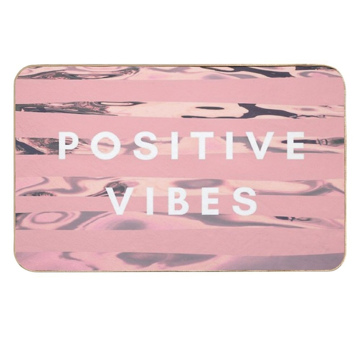 Pink Water Beach Positive Vibes Quote  Odorless Bath Mat