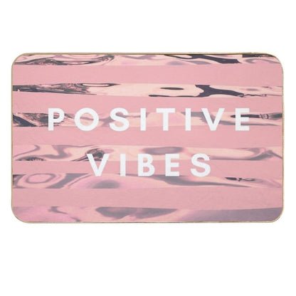 Pink Water Beach Positive Vibes Quote  Odorless Bath Mat
