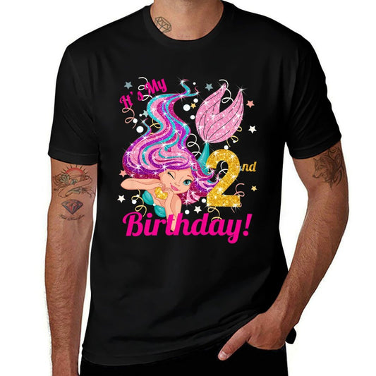 Kids 2 Year Old Mermaid Birthday Outfit (2nd Birthday Girl) Gift Premium  Lightweight T-Shirt