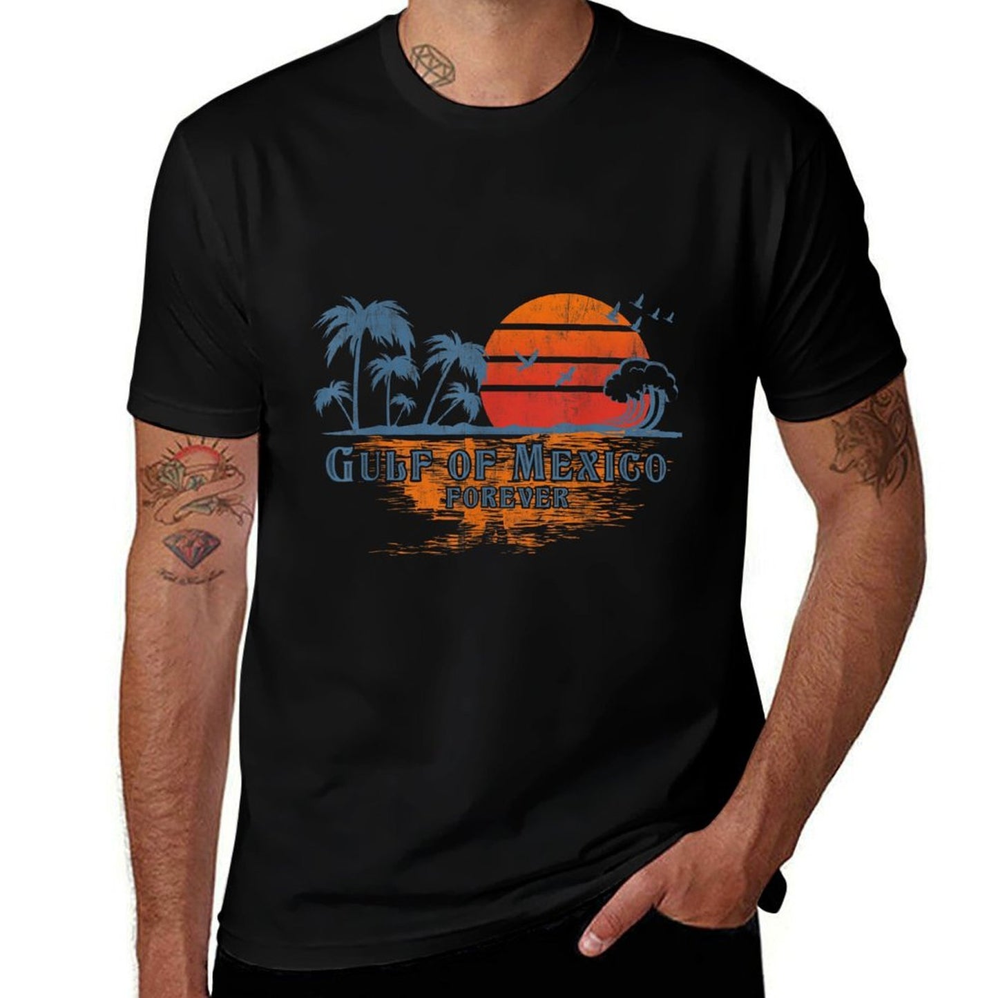 Gulf of Mexico Est. 1550 Retro Vintage Beach Gulf of Mexico  Trendy Pattern T-Shirt
