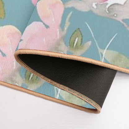 Watercolor Floral Pattern  Stain-Proof Bath Mat