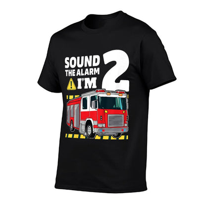 Kids 2nd Birthday Boy Fire Truck 2 Two Year Old Firefighter  Stretchy T-Shirt