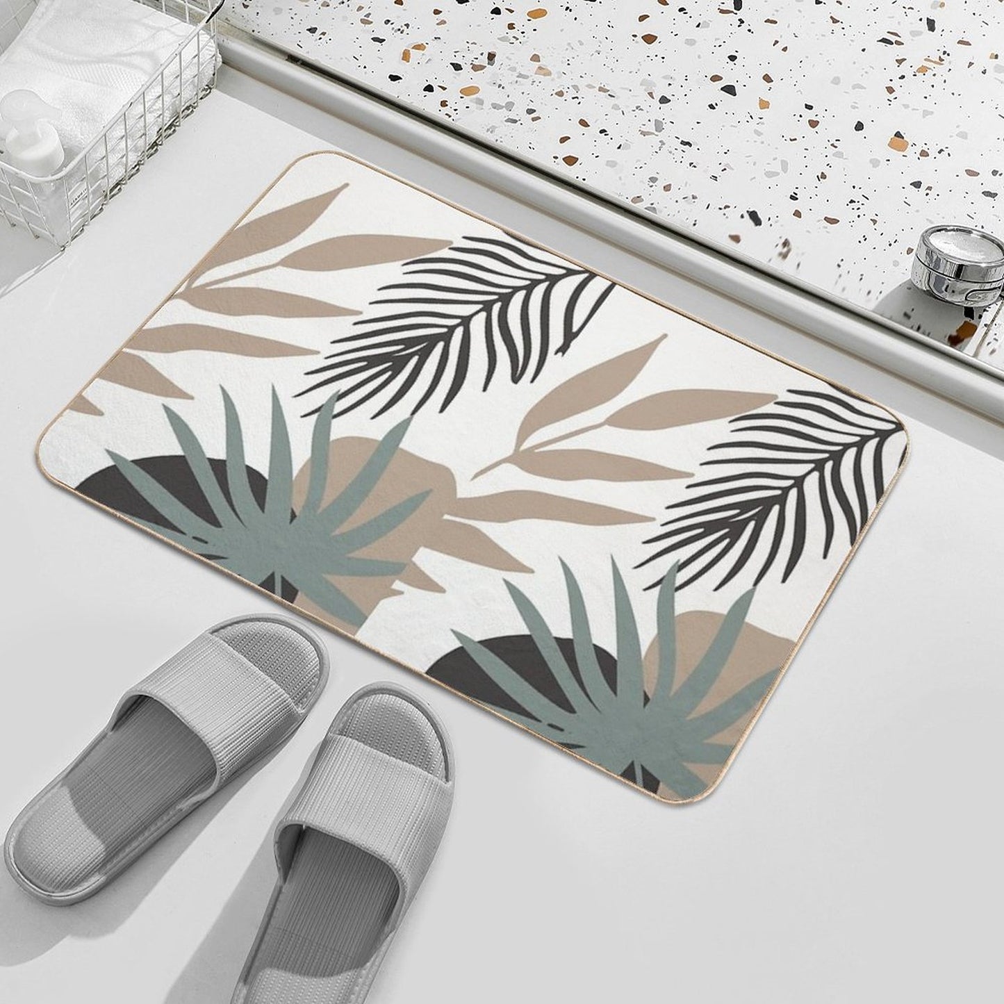 Abstract Modern Leaves  Non-Slip Bath Mat