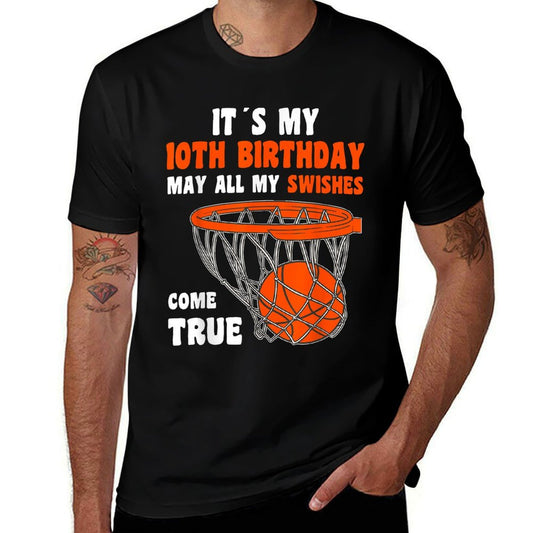 10 Year Old Happy 10th Birthday Basketball 10th Birthday  Moisture-wicking T-Shirt