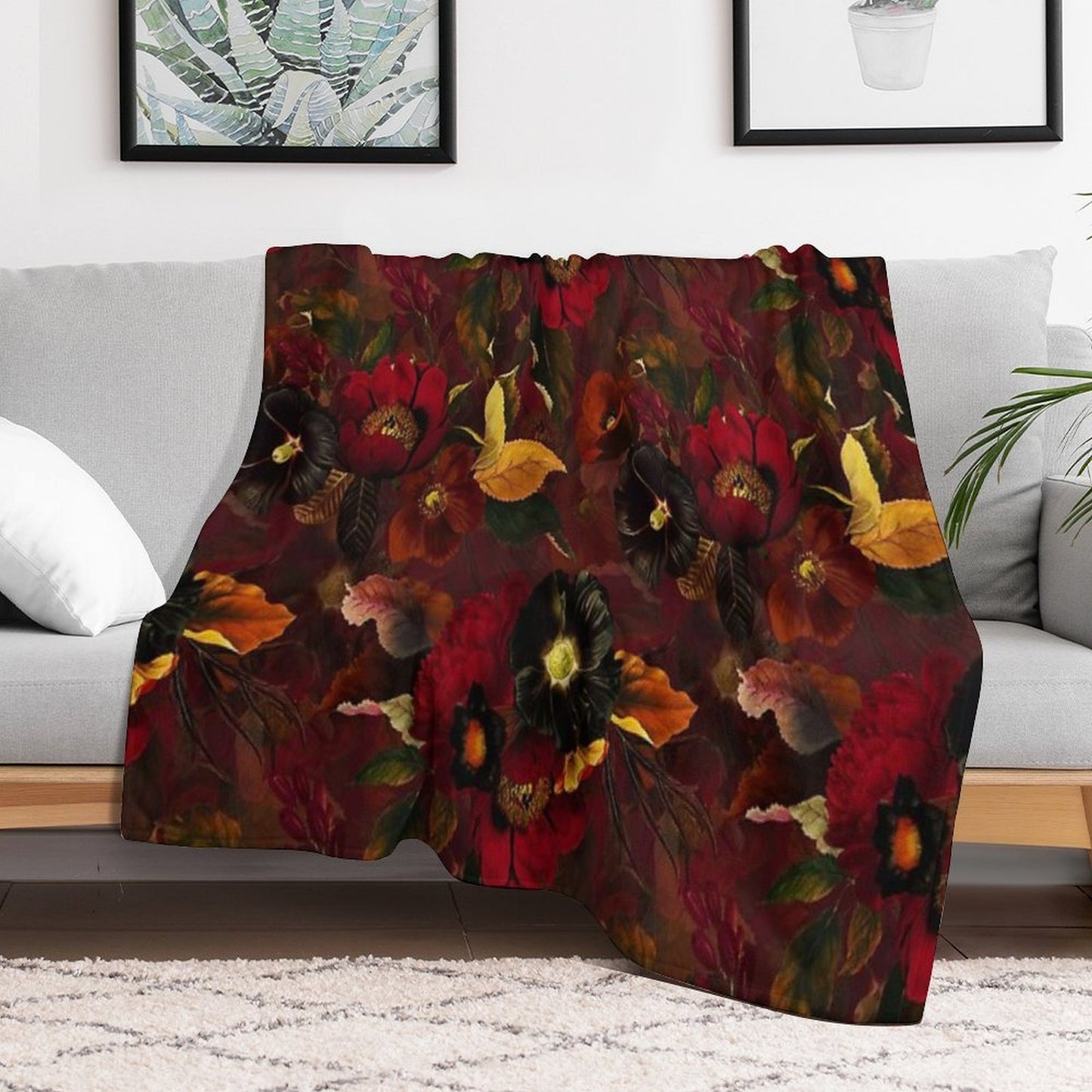 Red Mystical Botanical Night Garden Nightgarden Quick-dry Throw Blanket