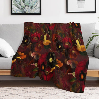 Red Mystical Botanical Night Garden Nightgarden Quick-dry Throw Blanket