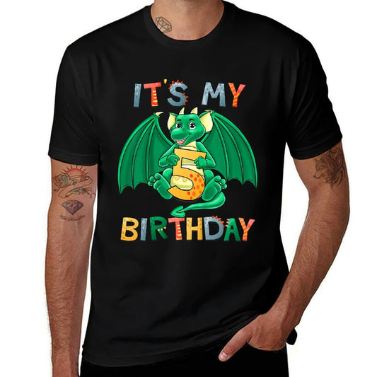 Kids It's My 5th Birthday Dragon 5 Birthday 5 Year Old Boy  Stretchy T-Shirt