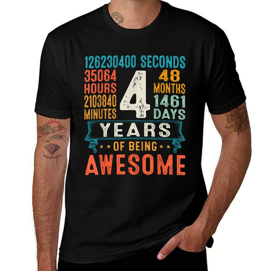 4 Years Old Retro Distressed 4th Birthday Gifts 48 Months  Soft T-Shirt
