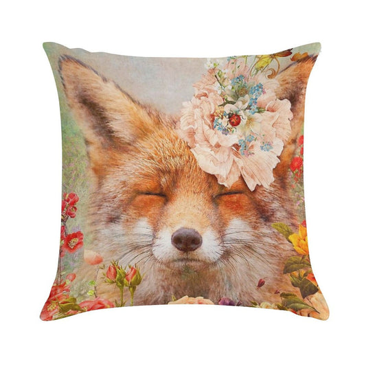 Happy Fox Soft Skin-Friendly Throw Pillow