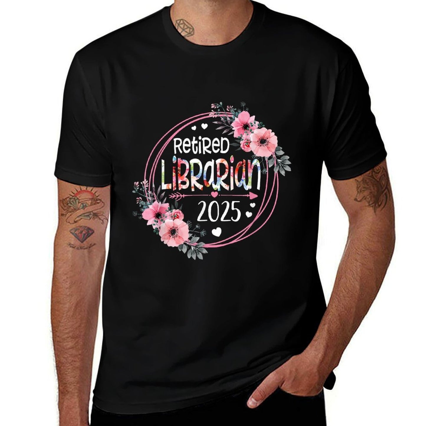 Floral Retired Librarian Est 2025 Retirement Gift For Women  Graphic-printed T-Shirt