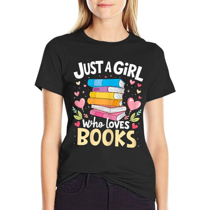Just A Girl Who Loves Books Lover Reading Librarian Bookish  Vintage-inspired T-Shirt