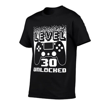 30th Birthday For Men Level 30 Unlocked Gamer 30 Year Old  Trendy Pattern T-Shirt
