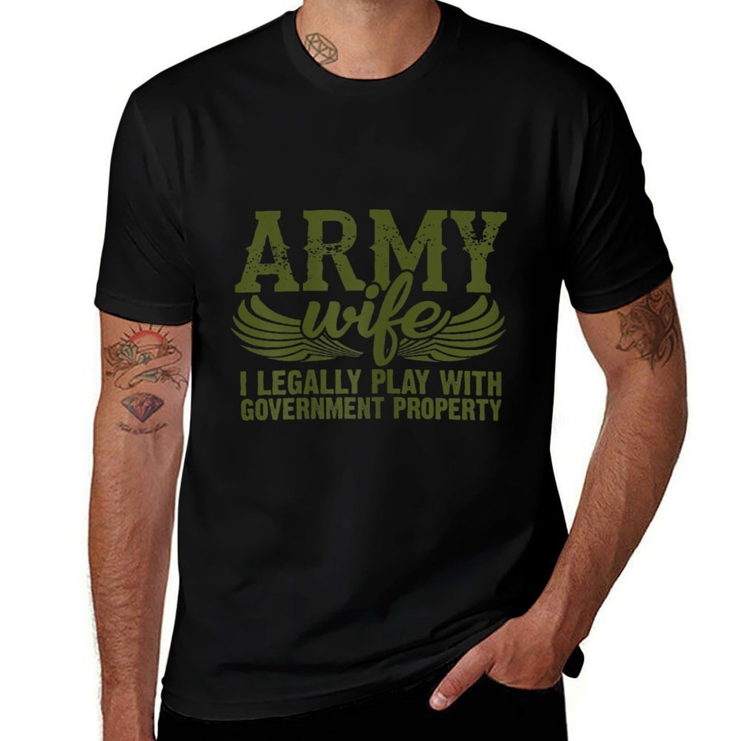 Army Veteran Wife Pink Army Wife  Oversized Silhouette T-Shirt
