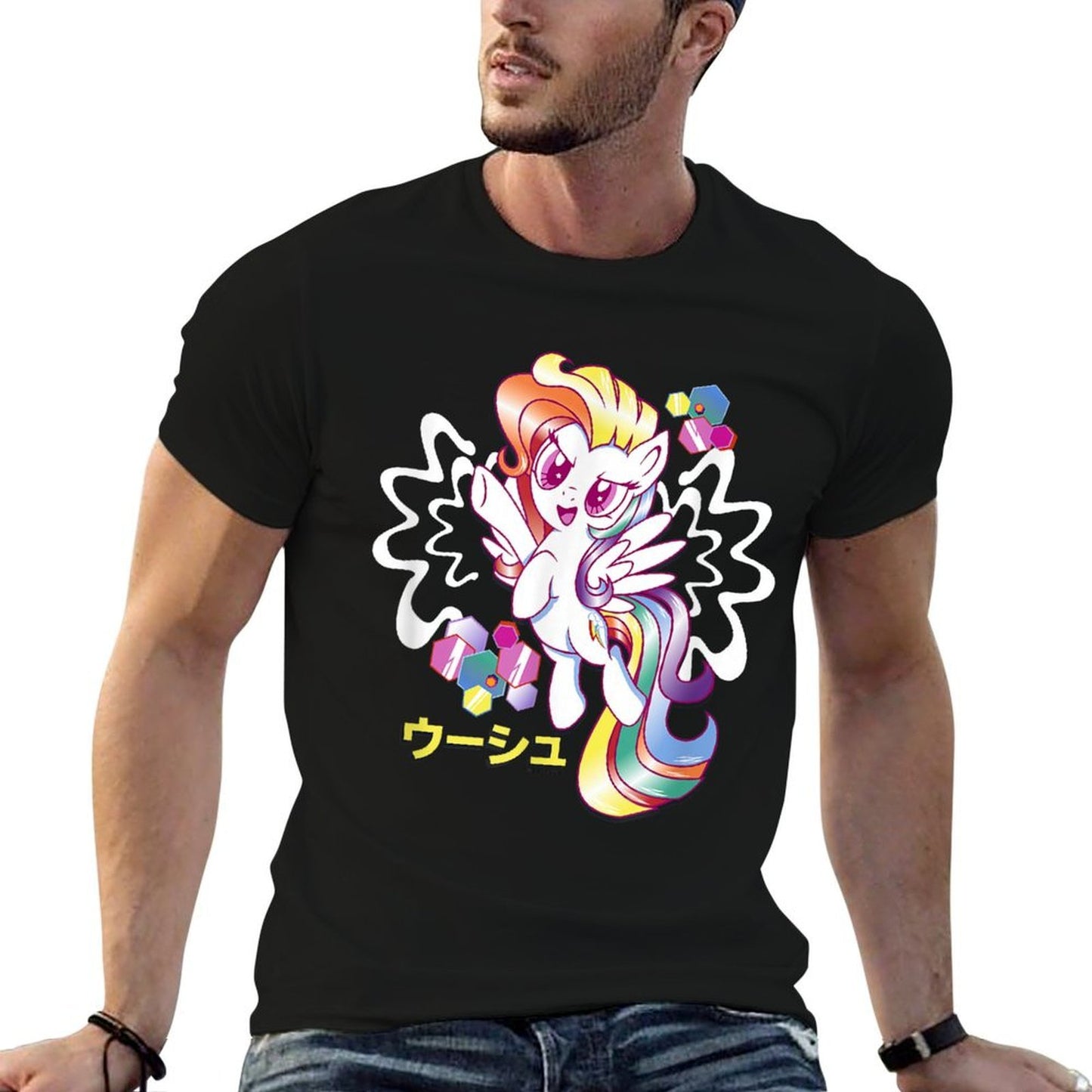 My Little Pony Friendship Is Magic Rainbow Dash Kanji Logo  Oversized Silhouette T-Shirt