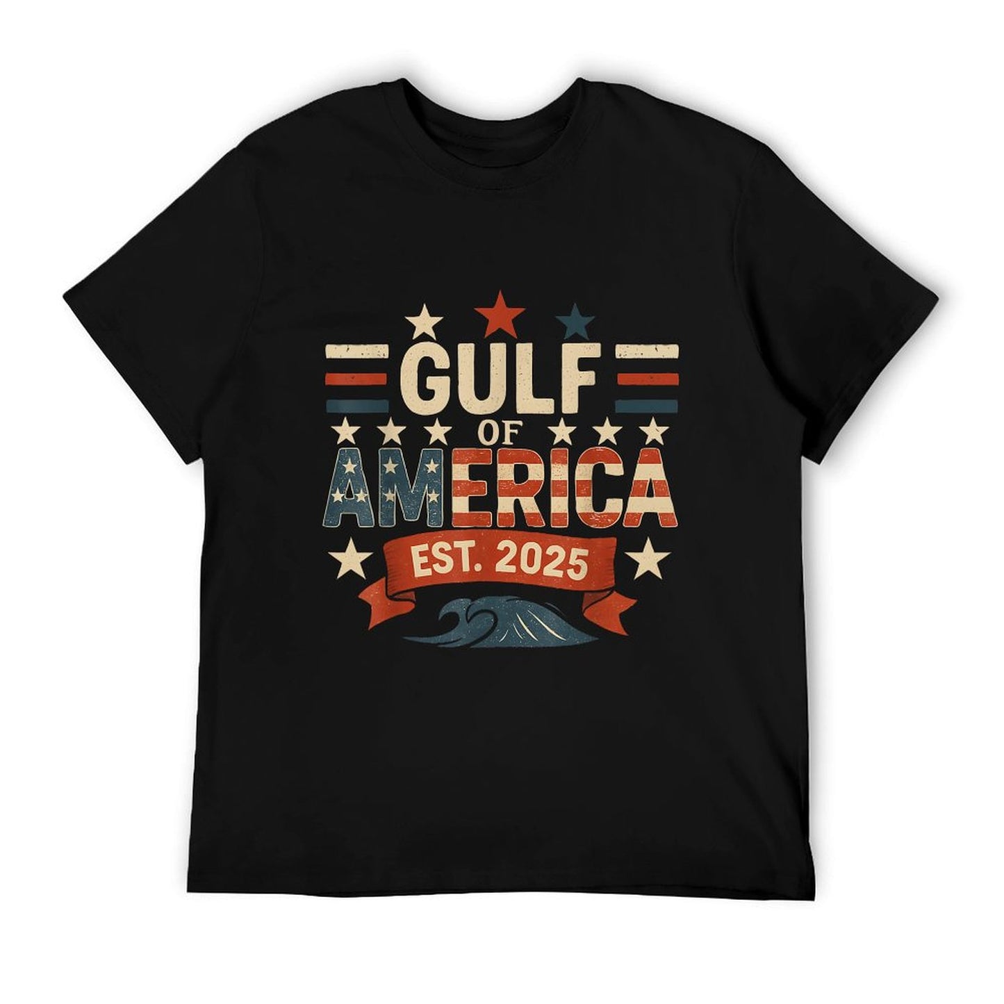 Retro Gulf Of USA America Since 2025 American Flag USA Gulf Slim-fit Cut T-Shirt