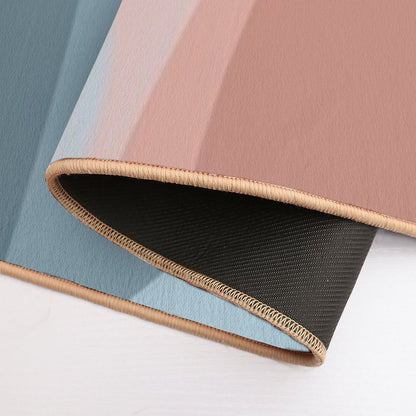 Retro Style Design with Blue And Pink Waves  Long-Lasting Bath Mat