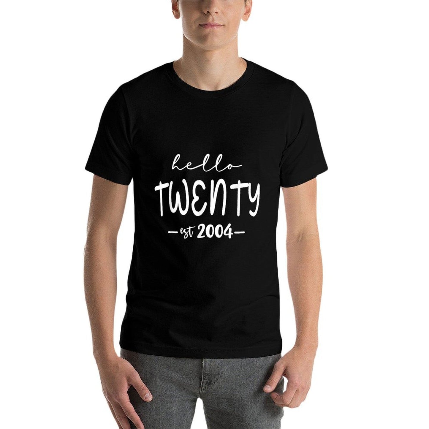 Est. 2004, Hello Twenty Years Men Women, 20th Birthday  Rolled Sleeves T-Shirt
