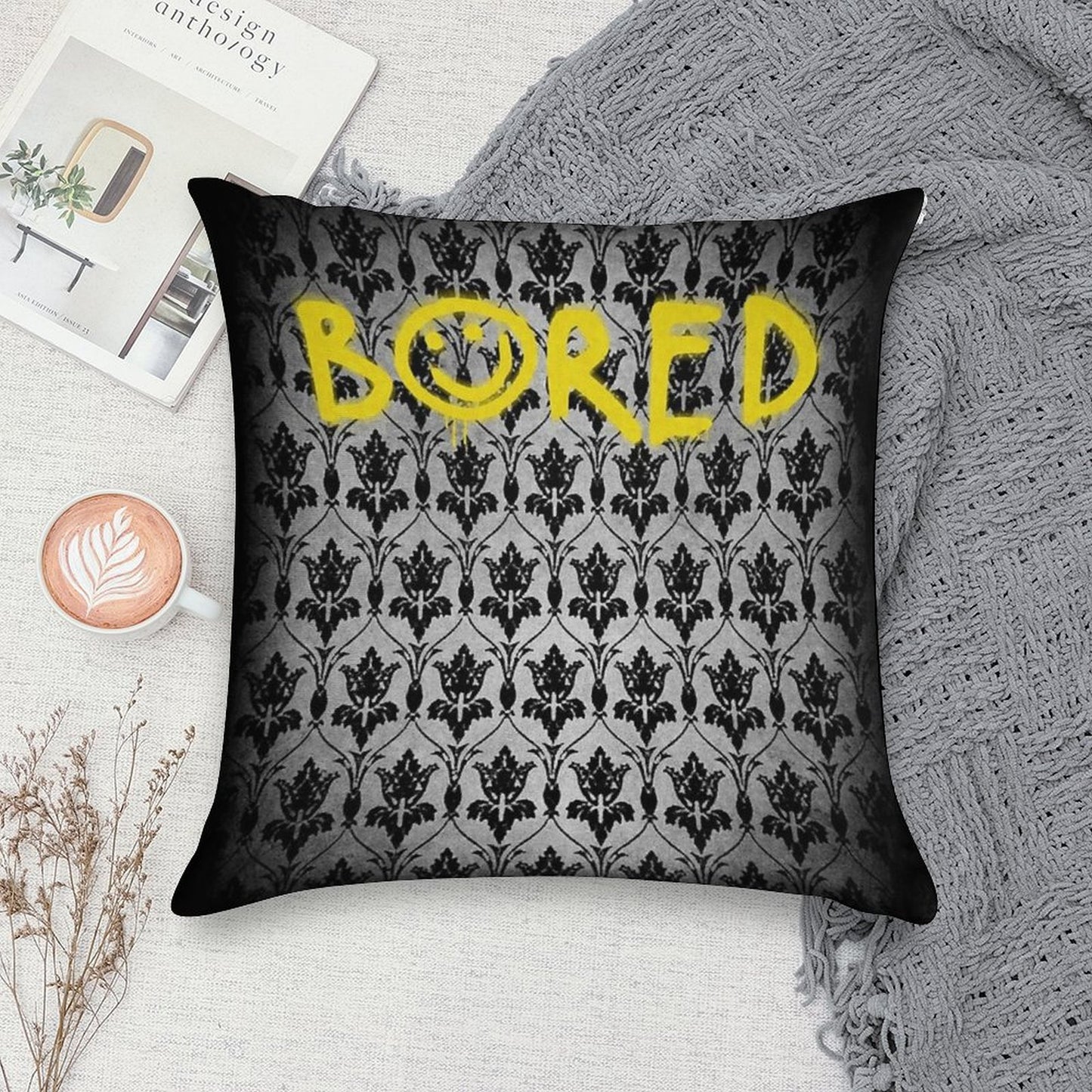 Sherlock - Bored (with Wallpaper) Soft Hidden Zipper Throw Pillow
