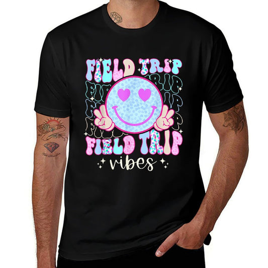 Field Day Field Trip Vibes Fun Day Groovy Teacher Student  Vintage-inspired T-Shirt