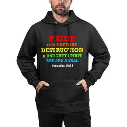 Pride Goes Before Destruction God Bible Quote Month Parade Adjustable Hood Hoodie
