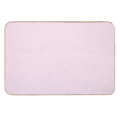 Spaced-Out Tiny Hexagons, Simple Geometric Print, Pale Purple on Pastel Pink  Rapid-Drying Bath Mat