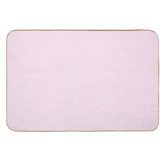Spaced-Out Tiny Hexagons, Simple Geometric Print, Pale Purple on Pastel Pink  Rapid-Drying Bath Mat