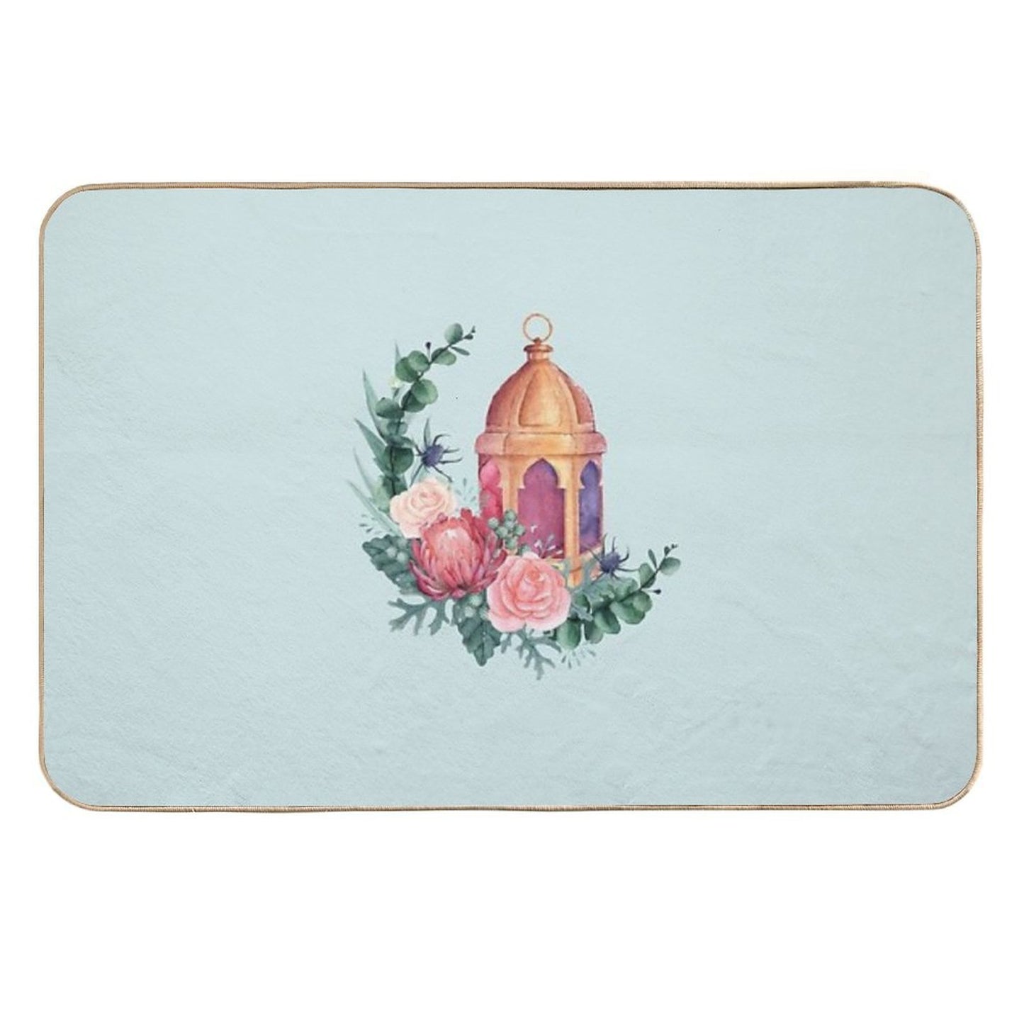 Crescent Shaped Flowers And Lantern  Odorless Bath Mat