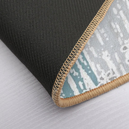 Blue Grey Abstract. Line. Minimal. Stripes. Grey. Blue. White.  Non-Slip Bath Mat