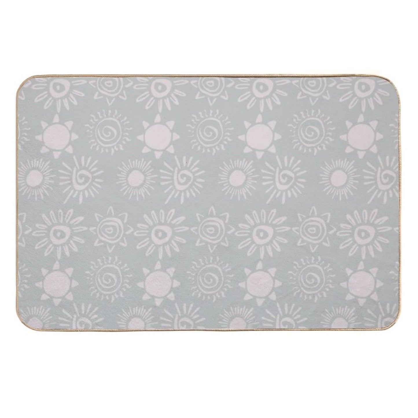 Magical Sun Bohemian Dreamy Aesthetic In Muted Colors Grayish Blue  Stain-Proof Bath Mat