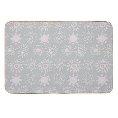 Magical Sun Bohemian Dreamy Aesthetic In Muted Colors Grayish Blue  Stain-Proof Bath Mat