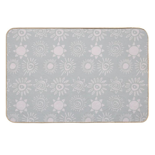 Magical Sun Bohemian Dreamy Aesthetic In Muted Colors Grayish Blue  Stain-Proof Bath Mat