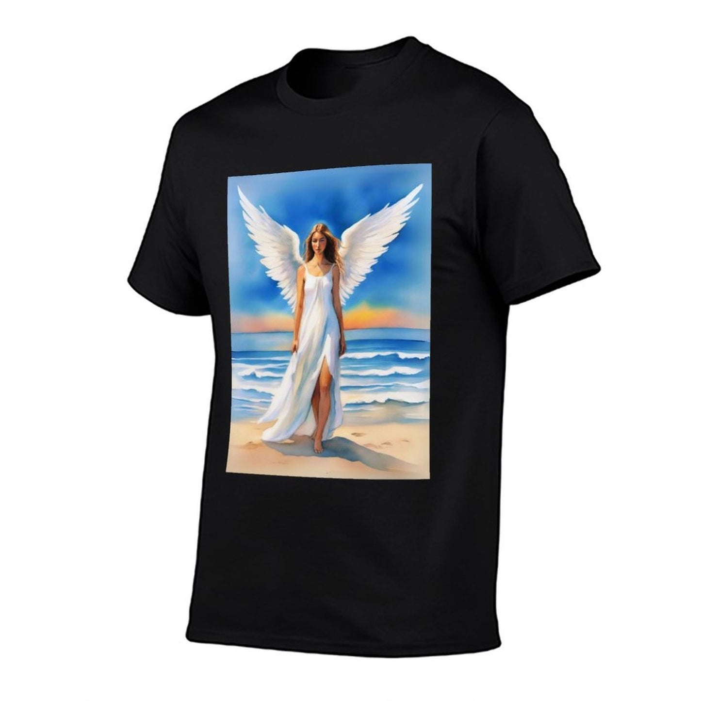 Angel on The Beach at Twilight  Cotton T-Shirt