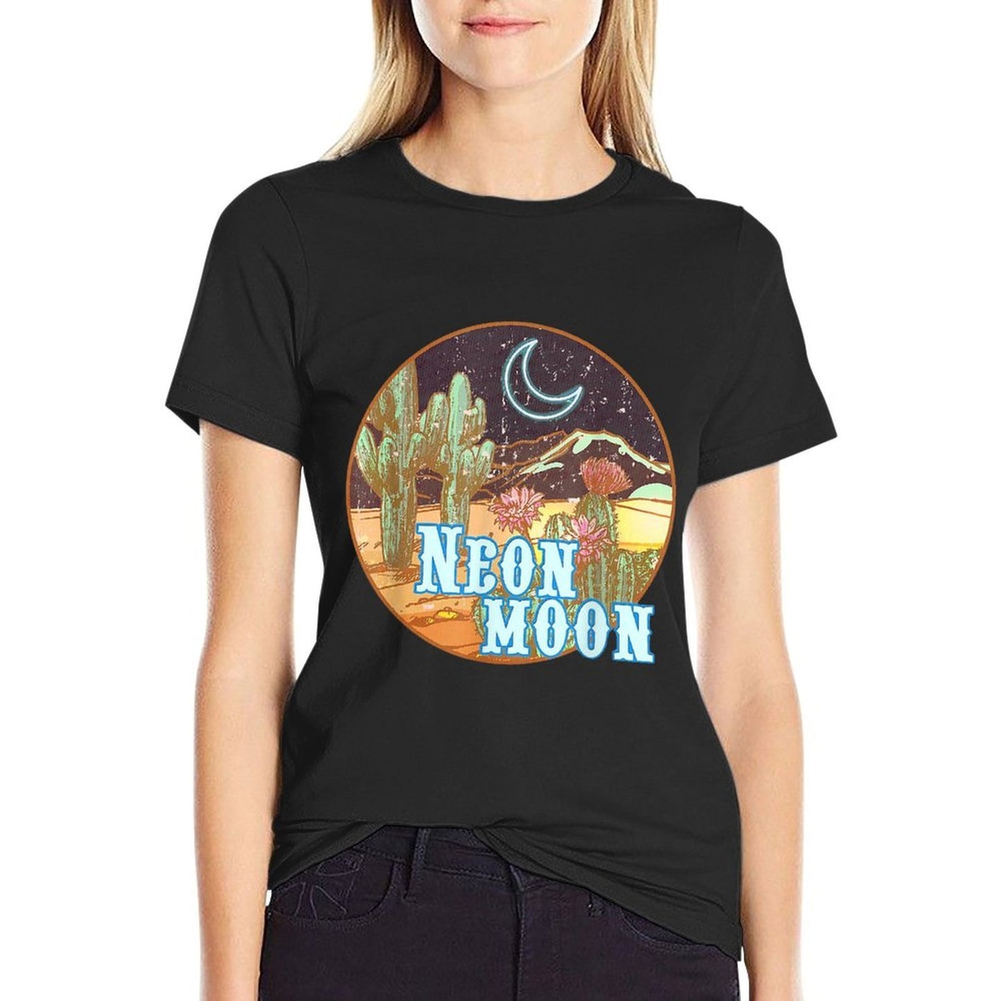 Neon 90s Moon Country Western Cowboy Cowgirl Comfortable T-Shirt