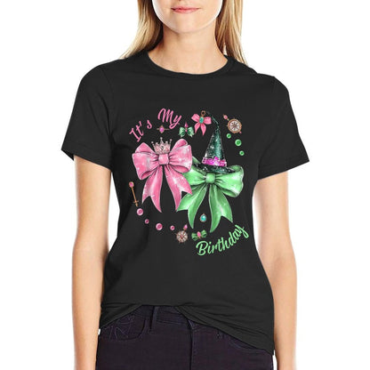 It's My Birthday Witch Pink And Green Birthday Girl  Stretchy T-Shirt